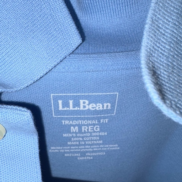 ❌SOLD!❌ L.L. Bean LIGHT BLUE “LAKE” Medium NWOT Men's Polo Short-Sleeve - Picture 3 of 6